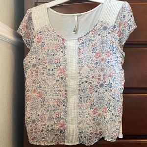 Woman’s blouse, XL, white shirt with colorful flowers